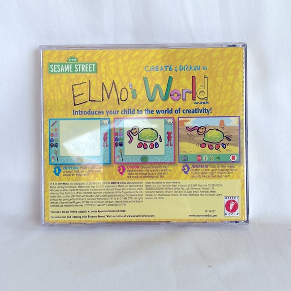 Vintage Mattel Media Elmo’s World Sesame Street Create & Draw In -CD-ROM - Picture 2 of 6